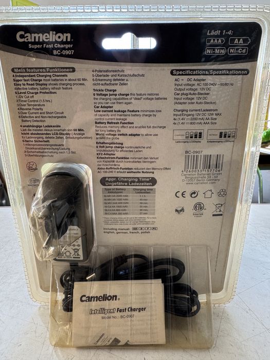 Carregador de rápido para pilhas AA/AAA