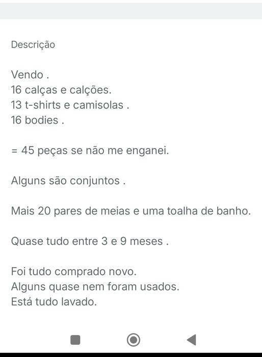 Roupa de bebê dos 3 aos 9 meses .