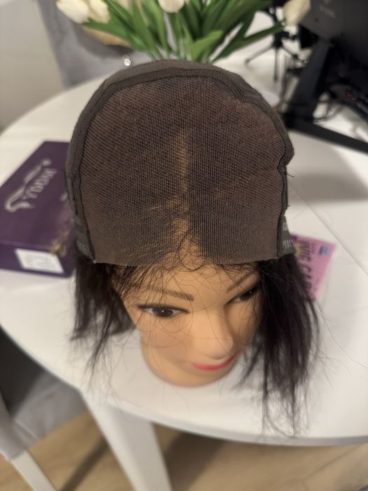 Peruka z naturalnych wlosow lace front ciemny braz ciecie na boba