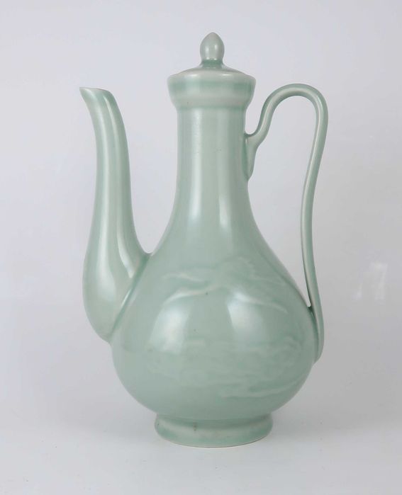 Bule de chá em porcelana Celedon oriental