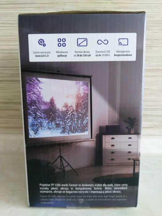 NOWY Smart Projektor FOREVER Led Android 12 Wifi Bluetooth + Aplikacje