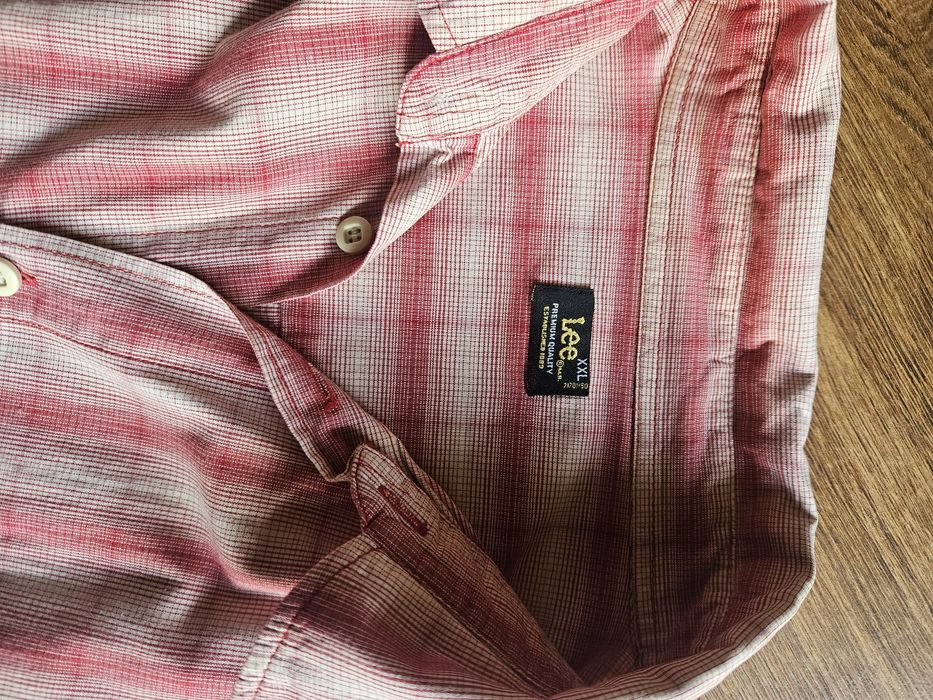Koszula Lee XXL szer 64x2 bawełna beżowo- czerwona