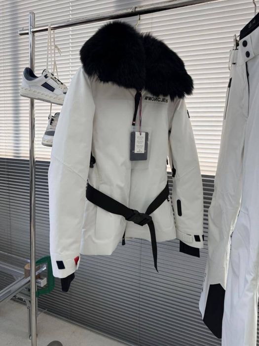 Костюм лижний жіночий Moncler (куртка та штани на пуху) білий