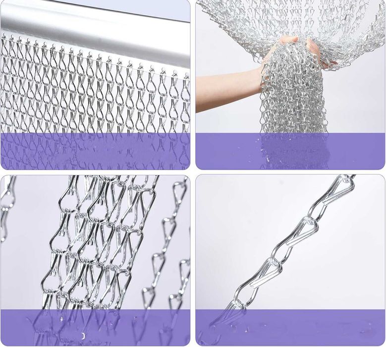 Aluminiowa zasłona łańcuchowa 90x200 cm na muchy, srebrna