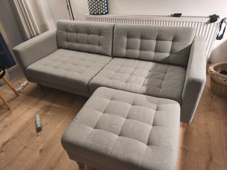 Kanapa Ikea 3 osobowa z podnóżkiem