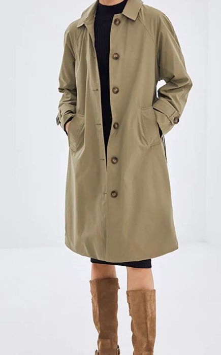 Жіночий тренч LCW Vision з коміром-стійкою олива (38 р.)