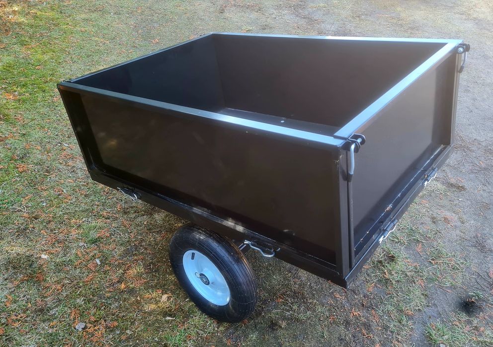 Przyczepka z otwieranymi burtami do kosiarki traktorka quada laweta