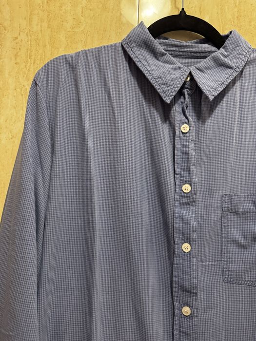 Niebieska męska koszula w kratkę z długim rękawem bawełna rozmiar L