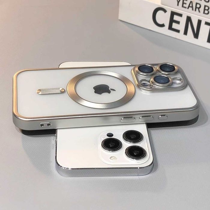 Силіконовий Прозорий чохол MagSafe для iPhone захисним склом для камер