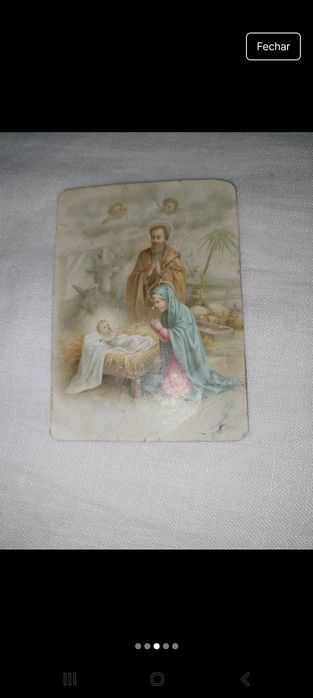 Santinho de Natal com S. José,  a Virgem e o menino, de 1906