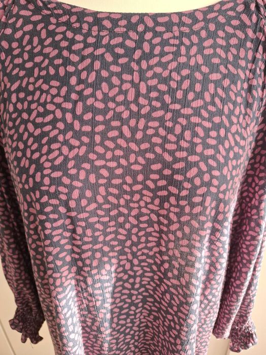 Czarno fioletowa sukienka wiskoza / długi rękaw / 42 / Sabina