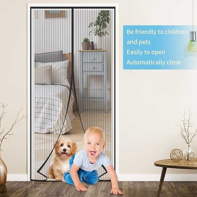 Ekran na drzwi balkonowe 90 x 210 cm, magnetyczna firanka, moskitiera