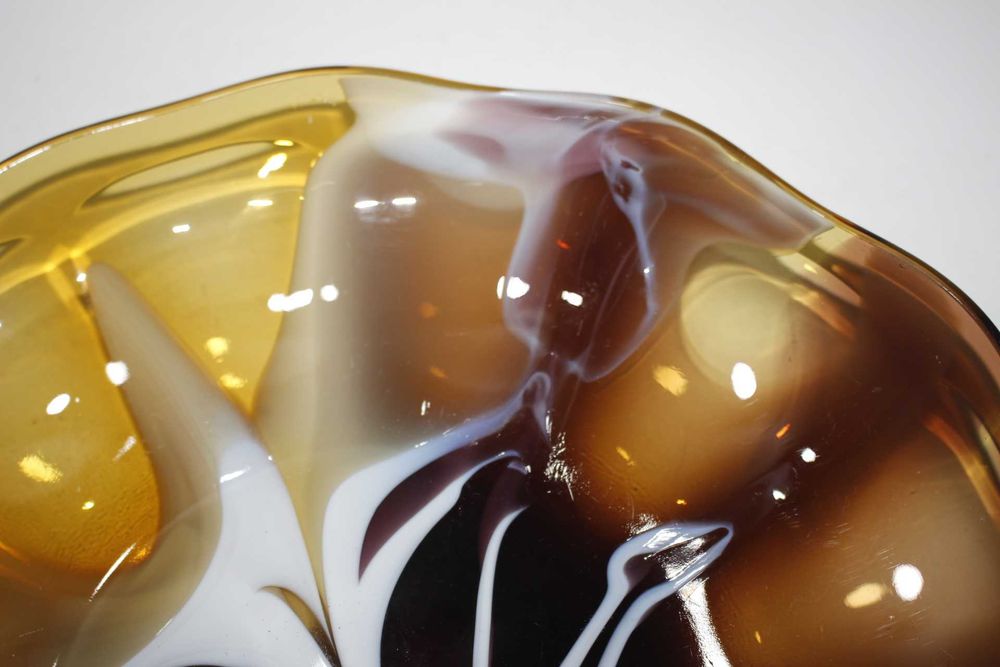 Prato em vidro coalhado - Vidro grosso - Caramelo