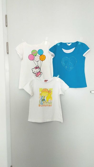bluzki dziewczęce 3 szt., rozmiar 116 cm