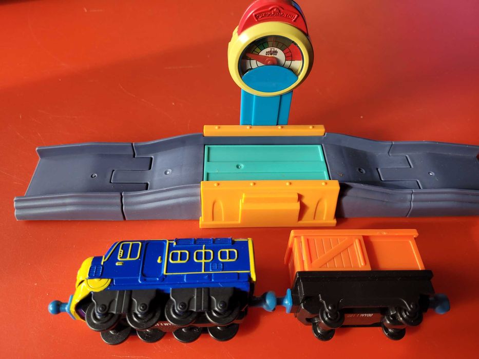Chuggington Stacyjkowo zabawka waga lokomotywa Bruno z wagonem