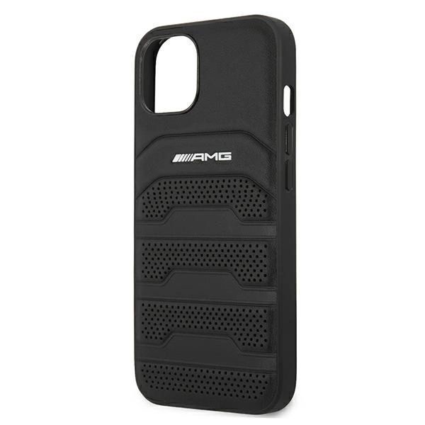 Etui AMG Leather Debossed Lines na iPhone 13 mini - czarne