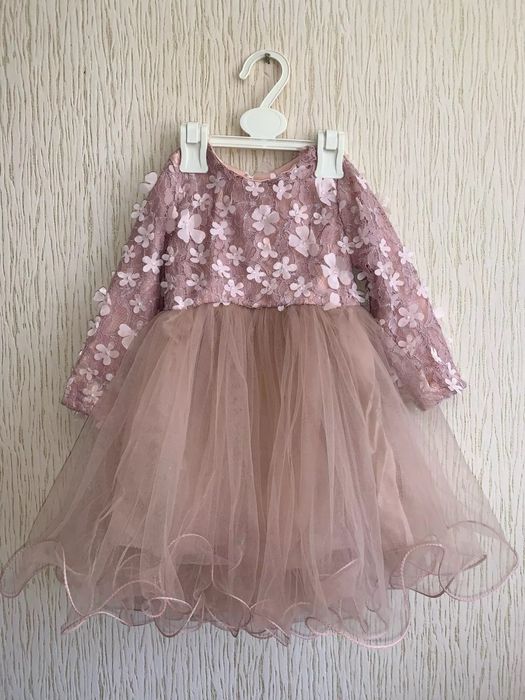 Сукня з рукавом пишна Плаття пудра Платье дитяче с рукавом  5 роківв