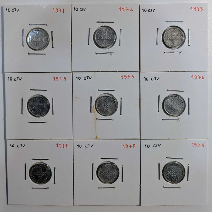 Coleção moedas 10 Centavos 1971 a 1979