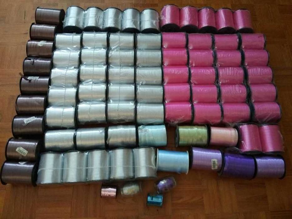 Fita de embrulho, várias cores e larguras