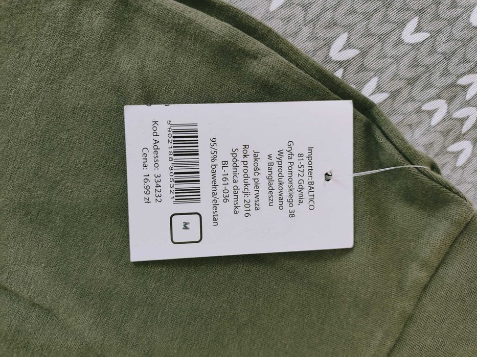 Bawełniana spódnica mini khaki zielona r.m