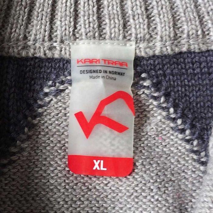 KARI TRAA_wełniany sweter_trekkingowy_szary_XL