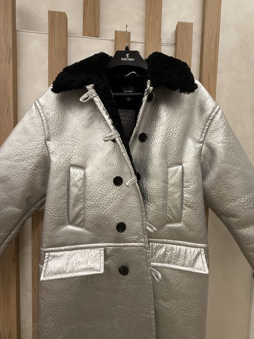 Крута срібна серебряная куртка дублянка пальто Zara M Л 44 46