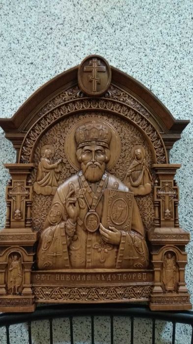 Икона резная Николай Чудотворец натуральное дерево р.32*39