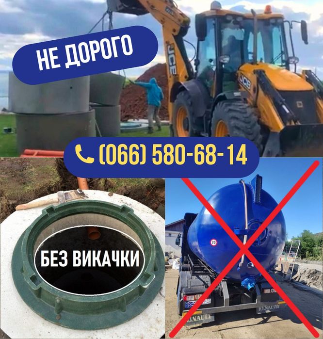 Септик під ключ | Копка ями і підключення каналів. М350, 3,5.5,12 м3