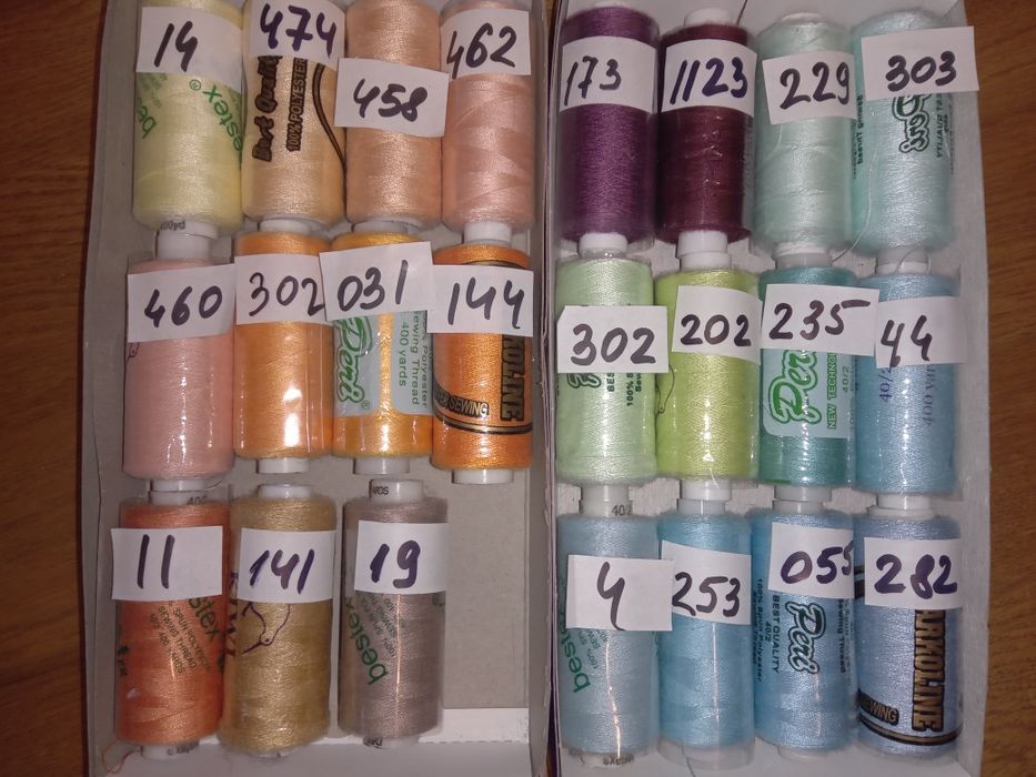 Швейные нитки фирм peri, kivi, mh намотка по 400 ярдов по 10 грн
