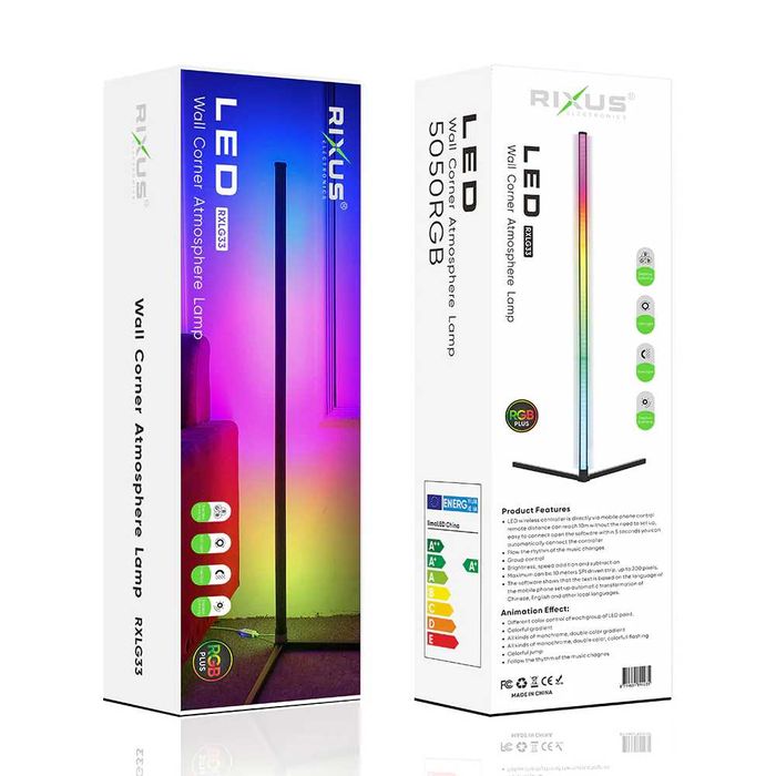 Candeeiro de Parede/Canto Rixus com iluminação RGB.