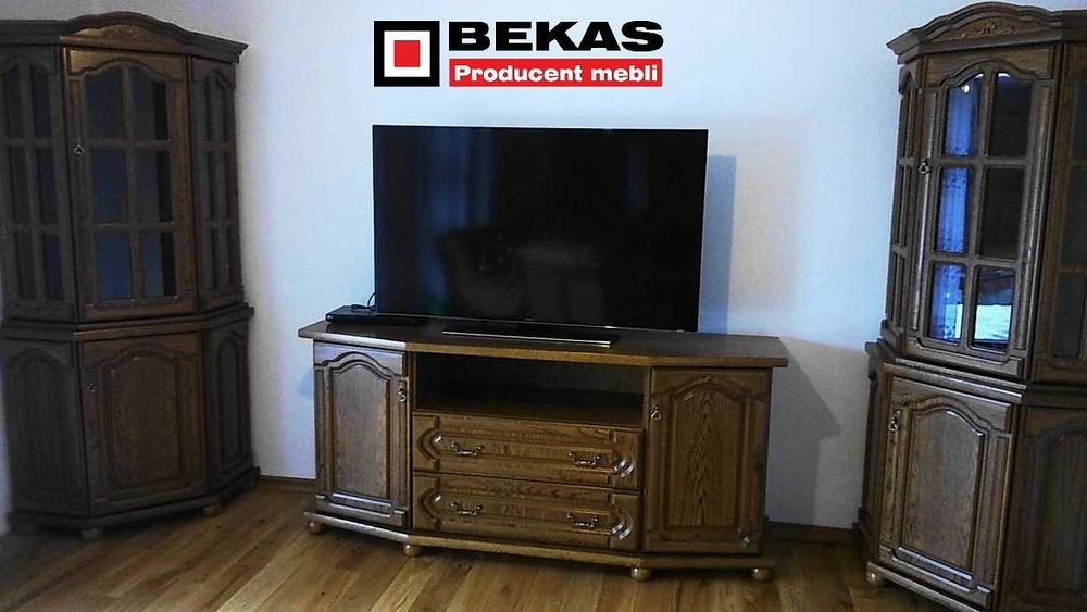 Prześliczny Dębowy Komplet Komoda RTv i Dwie Witryny Narożne Bekas