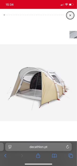 QUECHUA Tenda de Campismo Insuflável Air Seconds 5.2 Fresh & Black, 5 Pessoas, 2 Quartos