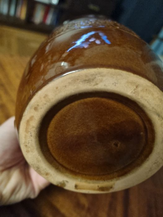Vintage ceramiczny dzbanek kufel na piwo z diabłem uchwyt