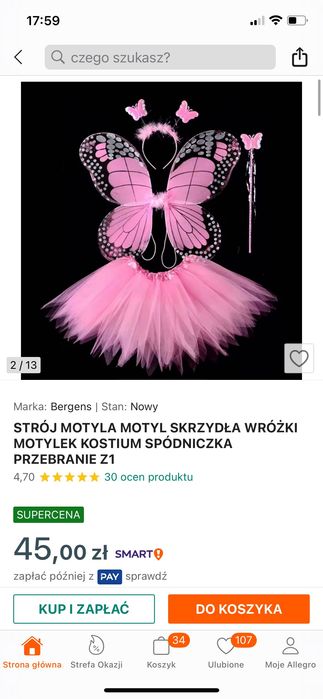 Strój motyla 3-7 lat