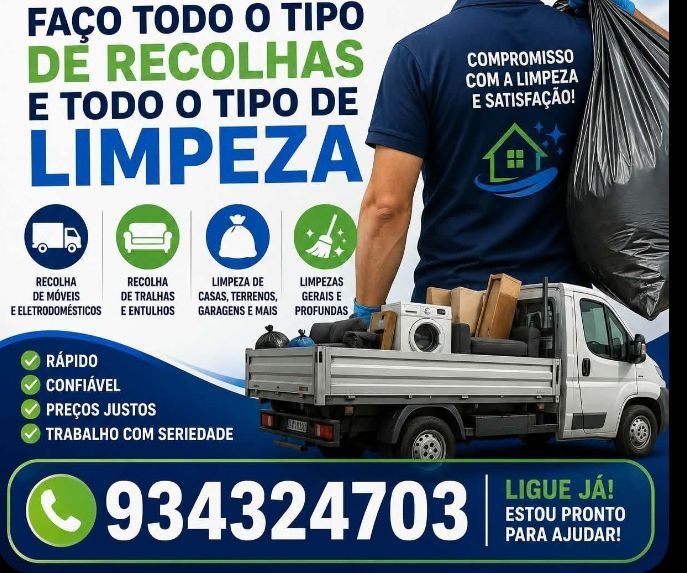 Faço todo o tipo de recolhas sucatas e todo o tipo de limpeza