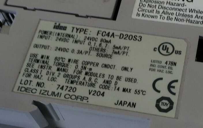 IDEC IZUMI FC4A-D20S3 PLC microsmart CPU/procesor ,FI