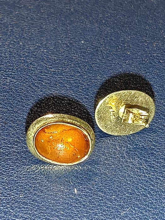 para starych złotych kolczyków z bursztynem pr585/14k