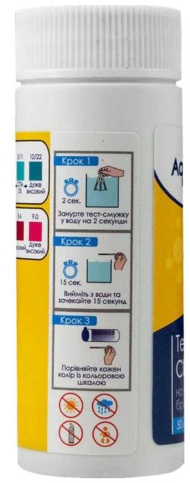 Тест-полоски для бассейна AquaDoctor Cl/pH, 10 шт.