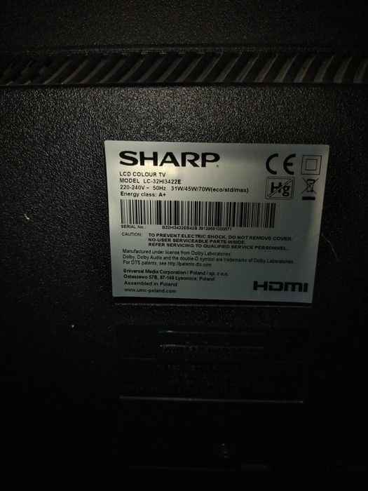 Telewizor Sharp LC-32HI342Rr. Odbiór do 10.03.