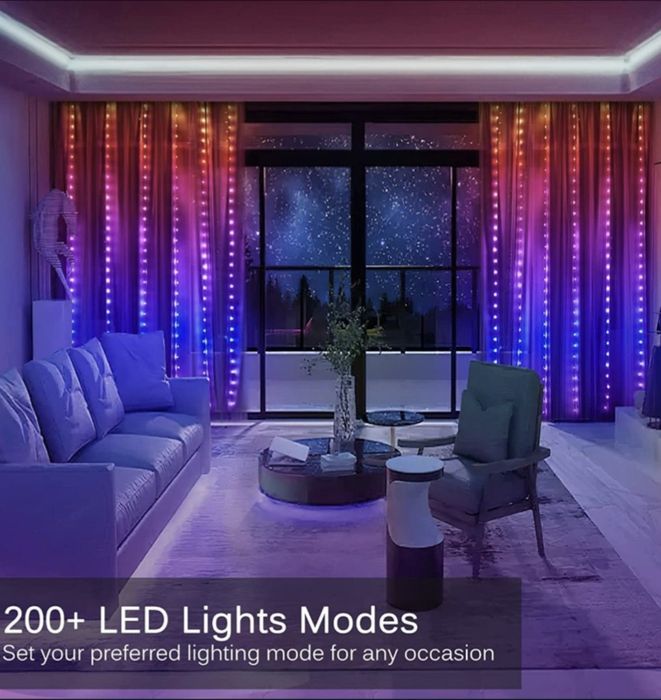 Смарт гірлянда штора 3х2 м RGB