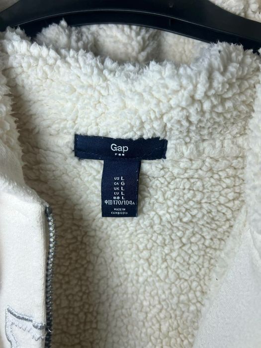 Біле утеплене зіп худі Gap | Байкове худі Gap | Тепла кофта/зірка Gap