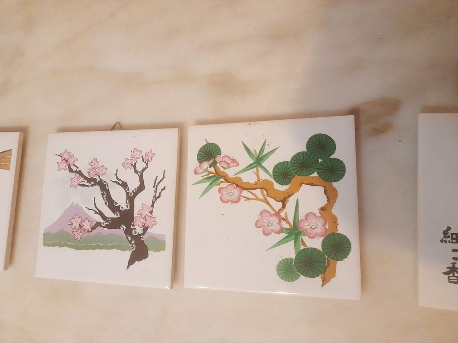 Conjunto de 4 Azulejos Decorativos Orientais