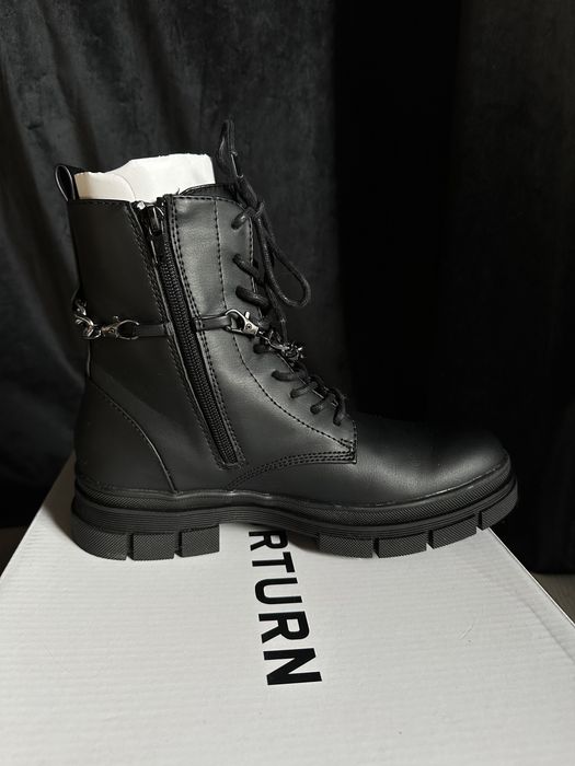 Yourturn botki sznurowane łańcuch 38 buty czarne traktory zalando