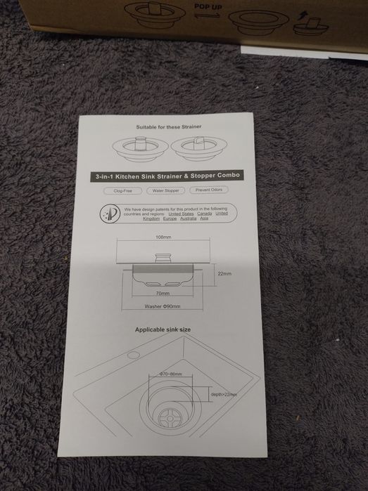 Uniwersalny korek/sitko do zlewu