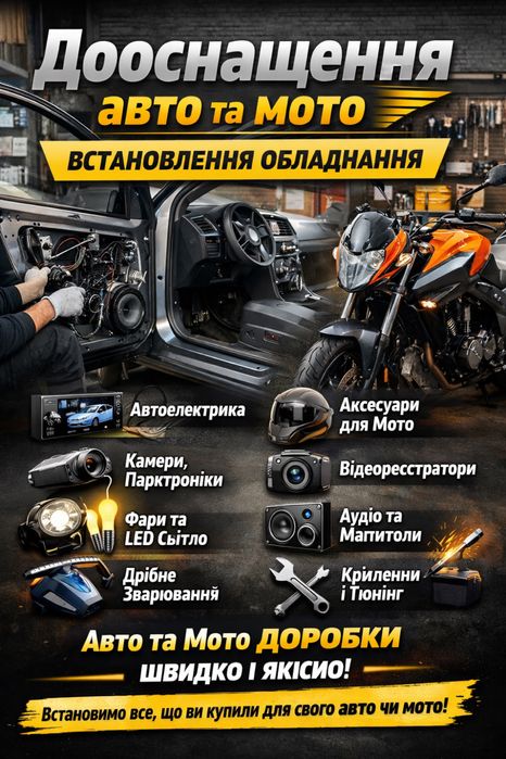Дооснащення авто та мото | Встановлення обладнання, Ремонт, Автосервіс
