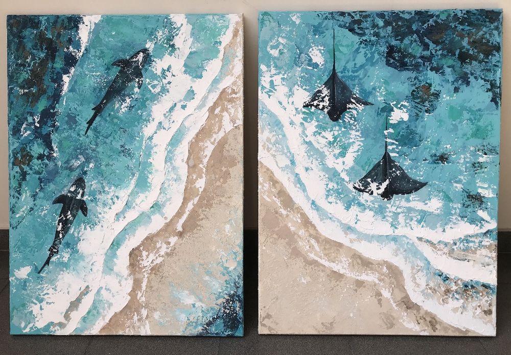 Dwuczęściowy dwiptych „Życie w oceanie” (2×55×75 cm)
