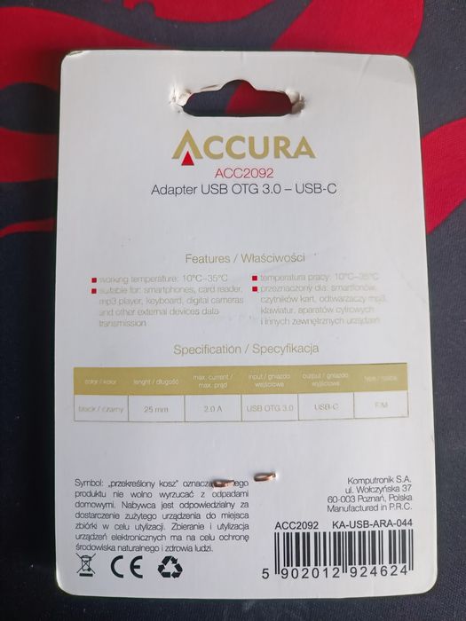 Adapter Accura USB-C - USB 3.0 M/F NOWY