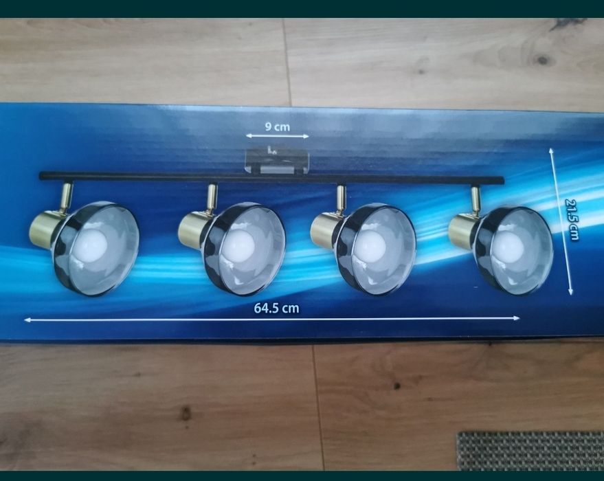 Lampa - Listwa reflektorowa poczwórna czarno-złota sufitowa ścienna A
