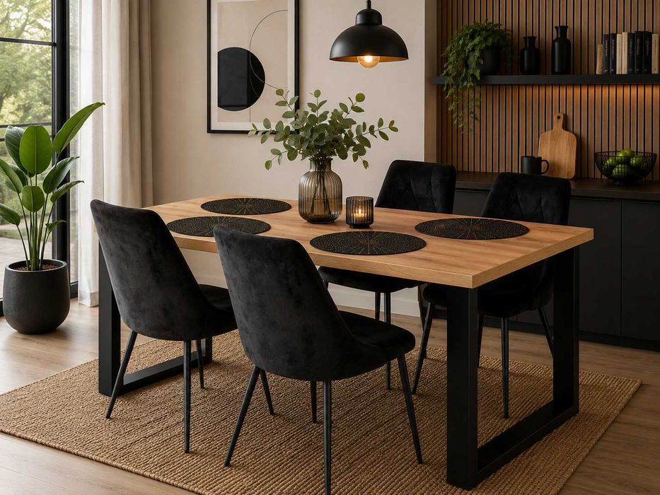 Stół w stylu loft na metalowych nogach  do jadalni, kuchni lub salonu