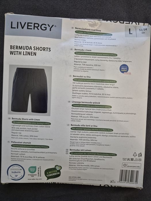 Livergy nowe bermudy z lnem L 52/54